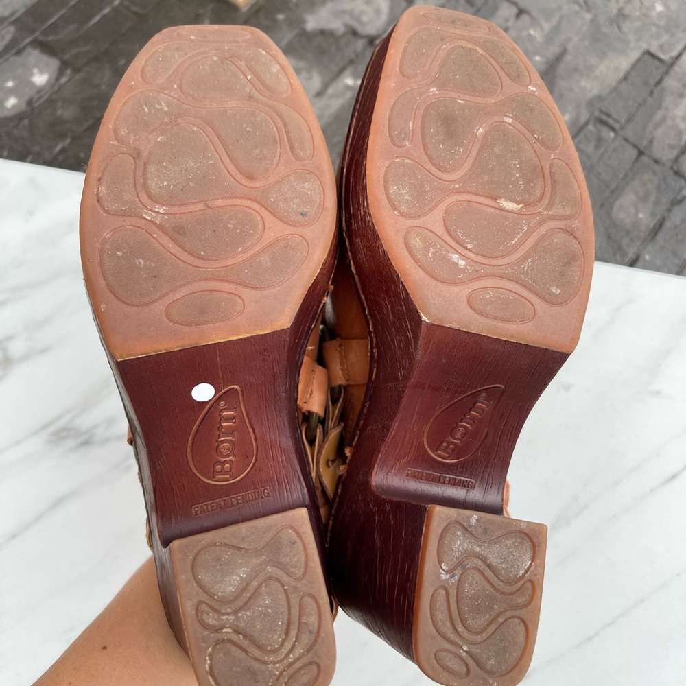 Born Brown Tan Leather Clog Sandals - Picture 7 of 9